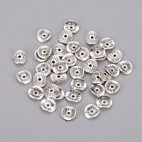 *100* 9x1mm Antique Silver Wavy Disc Spacer Beads