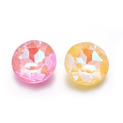 Cristal facetado señaló hacia cabuchones de rhinestone, plano y redondo, color mezclado, 35x11~14mm