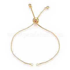 Realizzazione di braccialetti con cursore regolabile in ottone con placcatura a cremagliera, con zirconi, placcato di lunga durata, vero placcato oro 18k, lunghezza singola catena: circa 11.8~12.2 cm