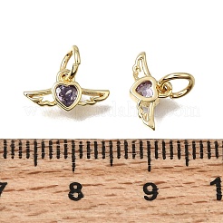 Micro pavé de latón encantos de circonita cúbica púrpura&nbsp;CU-L001-19G-08