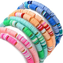Set di bracciali elastici fatti a mano in argilla polimerica con perline heishi&nbsp;BJEW-JB07258