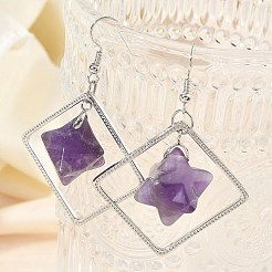 Boucles d'oreilles pendantes en laiton à losanges&nbsp;EJEW-D360-01P-01