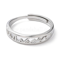 Anlaufgeschützte verstellbare Ringe aus hohlem Herzschlag-Edelstahl 304&nbsp;RJEW-D006-14P