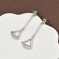 Boucles d'oreilles pendantes en laiton avec micro pavé de zircons cubiques transparents&nbsp;EJEW-F383-12P