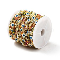 Fiore smaltato in ottone fatto a mano e catena a maglie malocchio&nbsp;CHC-D032-02G-01