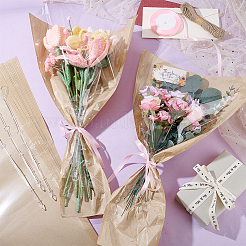Ensembles de sacs-cadeaux en papier plastique opp à fleurs simples&nbsp;DIY-GA0009-02
