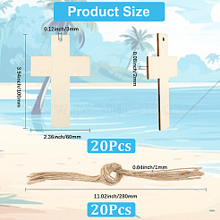 Décorations pendentif croix en bois&nbsp;HJEW-WH20016-05