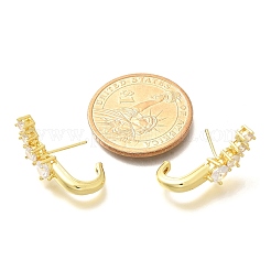 Latón micro pave aretes de circonita cúbica transparente&nbsp;EJEW-C126-09G