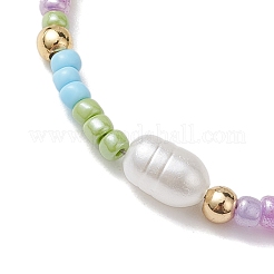 Perline di vetro regolabili e braccialetti con perline intrecciate con perle finte da donna&nbsp;BJEW-JB10542