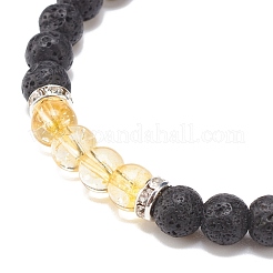 Rundes Stretch-Armband aus Edelsteinen und natürlichem Lavagestein&nbsp;BJEW-JB08468