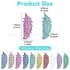 10 pieza de colgantes de filigrana de acero inoxidable con revestimiento iónico (IP) de 10 colores&nbsp;STAS-YW0002-56
