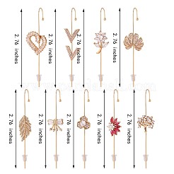 9 pièces 9 style fleur & arbre & feuille & lettre initiale v & bowknot boucles d'oreilles en zircone cubique&nbsp;JX189A