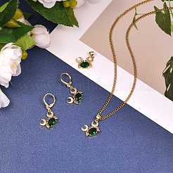 5pcs pendentifs en laiton micro pavé de zircone cubique clair et vert&nbsp;ZIRC-SZ0003-22