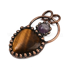 Anhänger aus natürlichem Tigerauge und natürlichem Amethyst&nbsp;G-Z101-06R-06