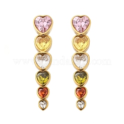 Pendientes de borla de circonitas cúbicas de colores de acero inoxidable 304&nbsp;EJEW-Z094-01G-G