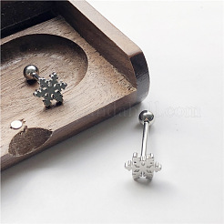 316L Chirurgenstahl Schneeflocke Straight Barbell 15 Gauge Piercing Zungenringe für Frauen Männer&nbsp;FS-WGAECD9-01