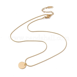 Juego de 2 collar con colgante redondo plano de acero inoxidable 304 con revestimiento iónico (IP) de 2 estilos&nbsp;NJEW-G090-07G