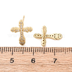 Boucles d'oreilles créoles en laiton avec zircons cubiques transparents à micro pavé&nbsp;EJEW-H178-04G