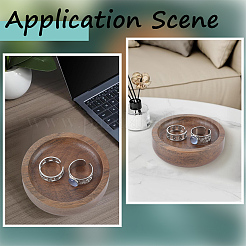 Plateau de présentation de bijoux rond et plat en bois&nbsp;ODIS-WH20003-05B