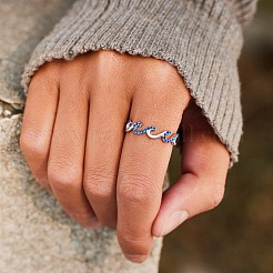 Wellenförmige 925 Sterling Silber Micro Pave Zirkonia Fingerringe&nbsp;FS-WGA19D0-03