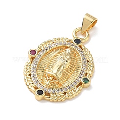 Colgantes religiosos de latón con micropavé de circonitas cúbicas transparentes&nbsp;KK-L268-020G-03