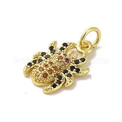 Anhänger aus goldfarbenem Messing mit farbigen Zirkonia-Pavé&nbsp;KK-M283-06B-02