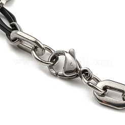 Anlaufgeschütztes zweifarbiges 201 Edelstahl-Gliederarmband mit ovalen und rautenförmigen Gliedern&nbsp;BJEW-B078-46BP