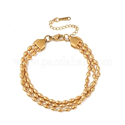 Mehrreihige Armbänder aus 304 Edelstahlperlen&nbsp;LS-BJEW-K287-01G