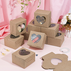 Cajas de regalo cuadradas para almacenamiento de muffins de papel kraft&nbsp;CON-WH0095-95B