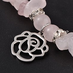 Naturelle quartz rose de perle bracelets extensibles&nbsp;X-BJEW-JB01996-01