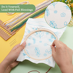 Kit di ricami per borsa in tessuto di lino con coulisse e motivo floreale fai da te&nbsp;DIY-WR0001-76