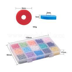 105g 15 Farben handgemachte Polymertonperlen&nbsp;CLAY-YW0001-43