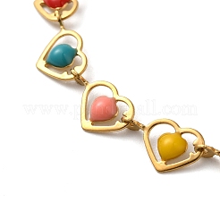 304 Edelstahl-Herzgliederarmbänder für Damen&nbsp;BJEW-C076-02A-01