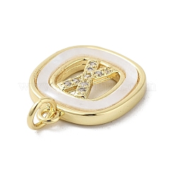 Placage de crémaillère en laiton micro pavé pendentifs en zircone cubique claire&nbsp;KK-E102-33G-X