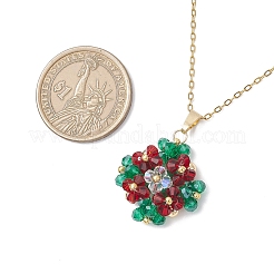 Collier avec pendentif trèfle en perles de verre et chaîne en acier inoxydable 304 pour femme&nbsp;NJEW-MZ00128-02