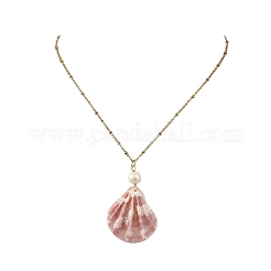 Collier avec pendentif en coquille Saint-Jacques naturelle&nbsp;NJEW-JN06547