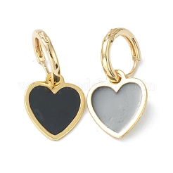 Orecchini a cerchio huggie in ottone smaltato&nbsp;EJEW-L234-069G
