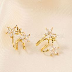 Boucles d'oreilles à tige géométriques élégantes en laiton avec zircone cubique transparente pour femmes&nbsp;MO8139