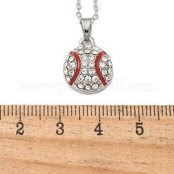 Colliers à chaîne avec pendentif en alliage de zinc et strass en forme de ballon de sport&nbsp;LS-NJEW-U024-01P-02