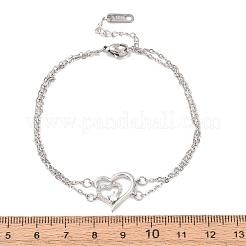 Doppellagige Armbänder aus Messing mit Mikropavé-Fassung aus klaren Zirkonia&nbsp;BJEW-C155-02P