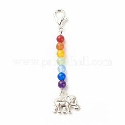 Décorations de pendentif perlé de jade de malaisie naturel et teint sur le thème du chakra&nbsp;HJEW-JM00642