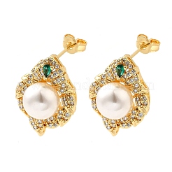 Boucles d'oreilles à tige en laiton avec micro pavé de zircons cubiques&nbsp;EJEW-C154-01G