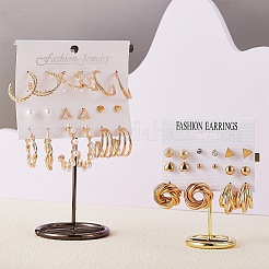 17 paio di orecchini a bottone con anello e triangolo e tondo e cuore con perla in resina&nbsp;EJEW-SZ0001-62