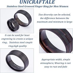 16 Stück 8 Größen 316 Edelstahl geriffelter Fingerring für Männer und Frauen&nbsp;RJEW-DC0001-09B