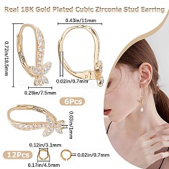 6 Stück Messing-Ohrring-Beschläge mit Zirkonia&nbsp;KK-CN0002-11