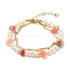 Ensemble de bracelets à double couche de perles de pierre et de perles naturelles mélangées&nbsp;X1-BJEW-TA00025