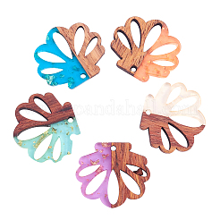 Pendentifs en résine transparente et bois de noyer&nbsp;RESI-CJ0001-90