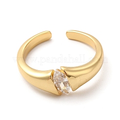 Bague solitaire en laiton avec micro pavé de zircones cubiques&nbsp;RJEW-P084-04G