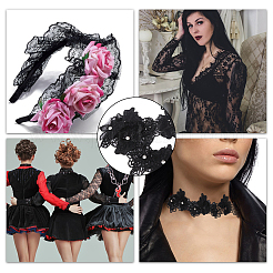 Doppellagiges Polyester 3D-Blumenspitzenbesatzband mit Strass&nbsp;OCOR-WH0097-73C
