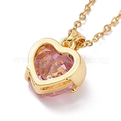 Collier pendentif cœur en oxyde de zirconium avec chaînes en acier inoxydable 304 pour femme&nbsp;NJEW-H164-01C